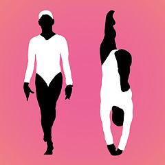 Image showing Girls gymnast silhouettes