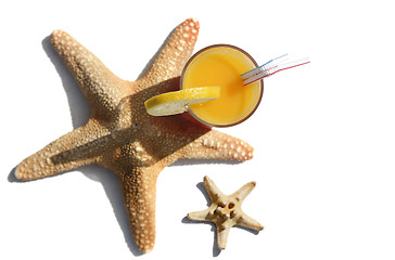 Image showing Tropical Drink and Starfish
