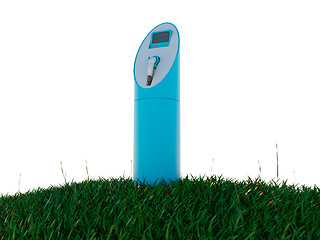 Image showing Charging station and meadow isolated on white