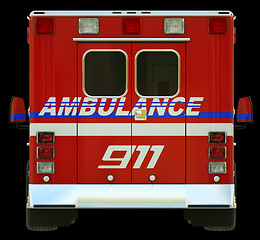 Image showing Ambulance: Rear view of emergency services vehicle