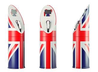 Image showing Eco fuel: isolated charging stations with Union Jack flag patter