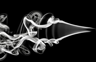 Image showing Abstract white pattern: smoke swirls and curves