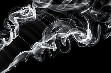 Image showing Abstract fume pattern: white smoke swirls and curves 