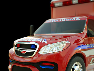 Image showing Ambulance: Closeup view of emergency services vehicle on black