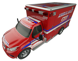 Image showing Ambulance: Top Side view of emergency services vehicle isolated