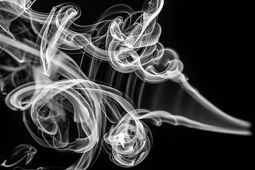 Image showing Abstract pattern: white smoke swirls and curves 