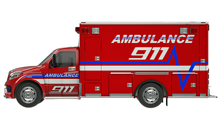 Image showing Ambulance: Side view of emergency services vehicle over white