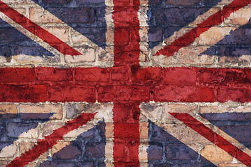 Image showing UK flag on brick wall