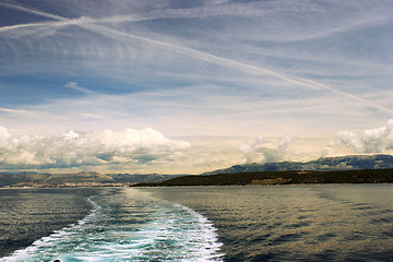 Image showing Adriatic seascape with ship trace