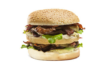 Image showing Double hamburger isolated