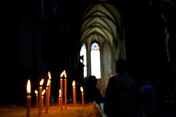 Image showing candles in the Catholic Church