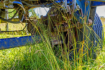 Image showing old trailer hidden in the grass