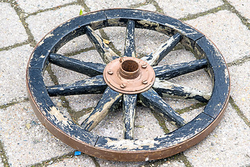 Image showing old cart wheel
