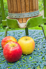 Image showing apples with old fruit press