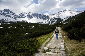 Image showing Hiking in the mountains