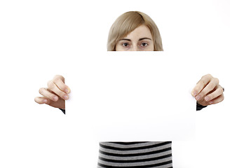 Image showing Woman holding a paper