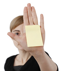 Image showing Woman and post it