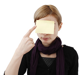 Image showing Woman and post it