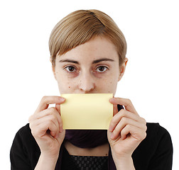 Image showing Woman and post it