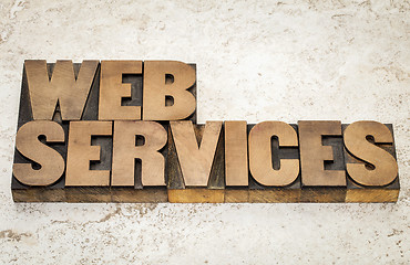 Image showing web services text  in wood type