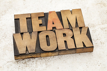 Image showing teamwork word in wood type