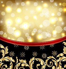 Image showing Christmas ornamental golden background or holiday packing