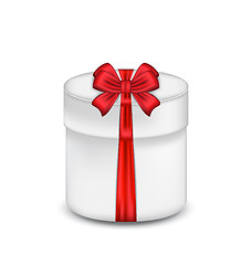 Image showing Gift box with red bow isolated on white background