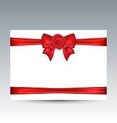 Image showing Celebration card with gift bow and rose
