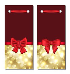 Image showing Set holiday glowing cards with gift bows