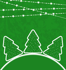 Image showing Christmas set trees with garland 