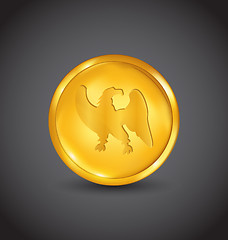 Image showing Golden coin with eagle isolated on black background