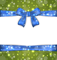 Image showing Christmas glowing card with ribbon bows