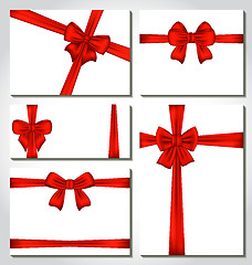 Image showing Set of red gift bows for design packing