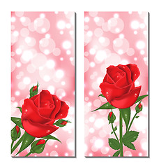 Image showing Set of beautiful cards with red roses