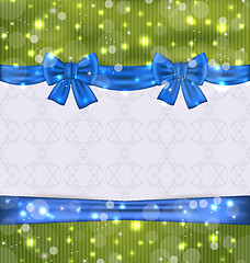 Image showing Christmas background with ribbon bows