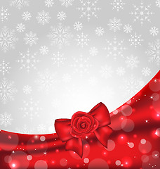 Image showing Festive background with gift bow and rose