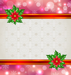 Image showing Christmas elegant card with flower poinsettia