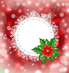 Image showing Christmas card with flower poinsettia