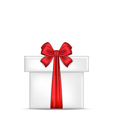 Image showing Gift box with red bow isolated