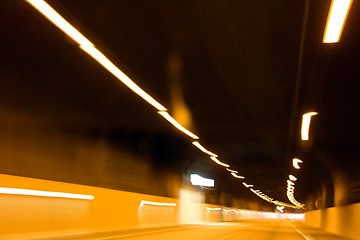 Image showing Lights inside a Highway Tunnel