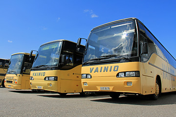 Image showing Row of Yellow Buses