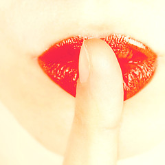 Image showing Finger on lips 