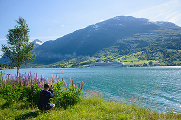 Image showing Tourist taking photos