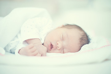 Image showing Cute Baby Sleeping With Mouth Open