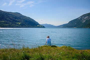 Image showing Man watching the sea