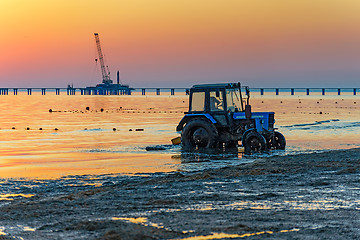 Image showing Tractor on the beach