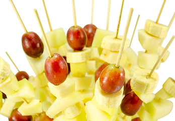 Image showing fruit grape banana scewers stick diet food 