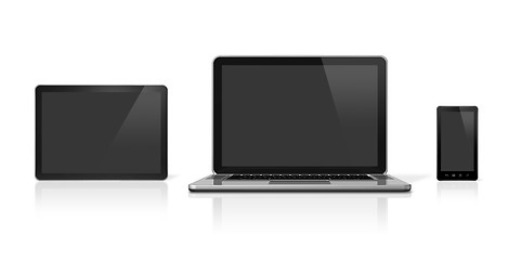 Image showing Laptop, mobile phone and digital tablet pc