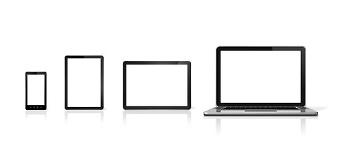 Image showing Laptop, mobile phone and digital tablet pc