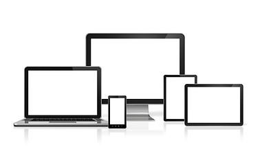 Image showing computer, laptop, mobile phone and digital tablet pc